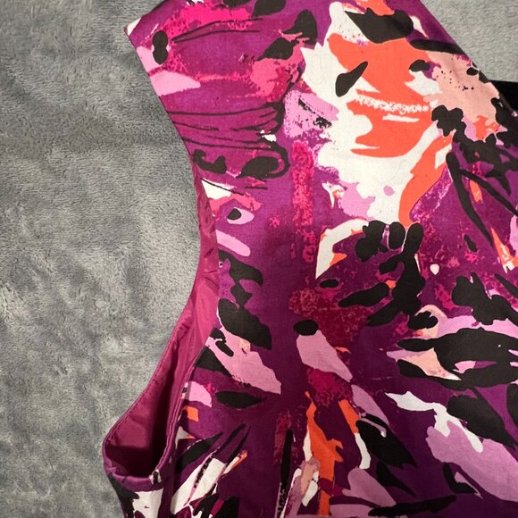 Women's Size 18W East 5th Purple Floral Fit-and-Flare A-Line Floral Dress - Picture 14 of 16